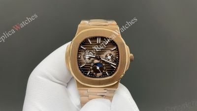 Patek Philippe Nautilus 40mm Cal.240 Movement Rose Gold Band Black/White Face Watch